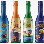 дизайн, мультфильм, персонаж, этикетка, напиток, шампанское, веселый,